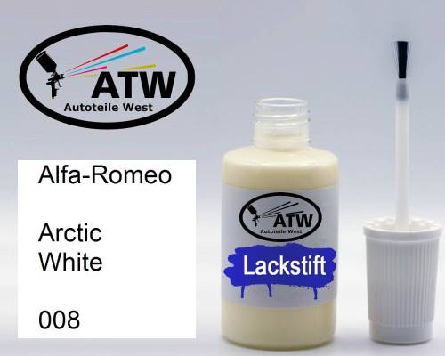 Alfa-Romeo, Arctic White, 008: 20ml Lackstift, von ATW Autoteile West.